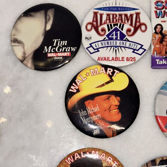 LOT OF 14 VINTAGE WALMART ADVERTISING PINS PIN MUSIC INCLUDING POP and COUNTRY - Picture 2 of 12